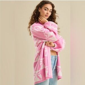 {NOT FOR SALE} NWT Altar’d State Cardigan Sweater Pink Ivory Bow Check Size S